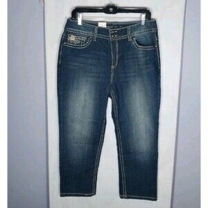 Code Bleu Annette Capri Jeans Sz 10 NWT High Rise Embroidered Y2K Western Glam